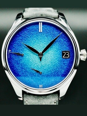 H. Moser & Cie. 1800-2000 Endeavour Perpetual Calendar Tantalum Blue Enamel