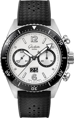 Glashütte Original SeaQ Chronograph "Panda" on Black Rubber Strap 1-37-23-03-80-33